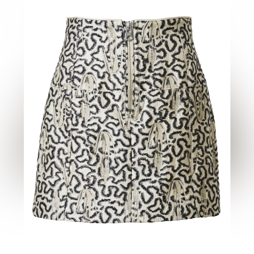 H&M Conscious Exclusive Jacquard Mini Skirt Gold Black Metallic US 4 EUR 36‎